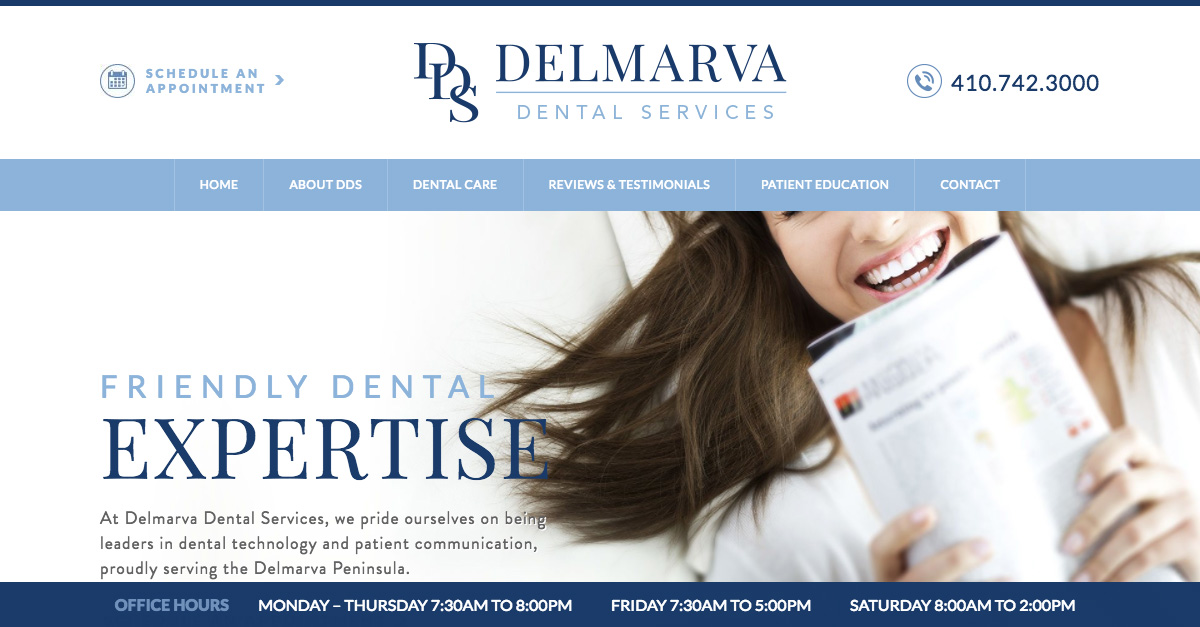 The General and Cosmetic Dentists at Delmarva Dental Services launch a new, responsive website.