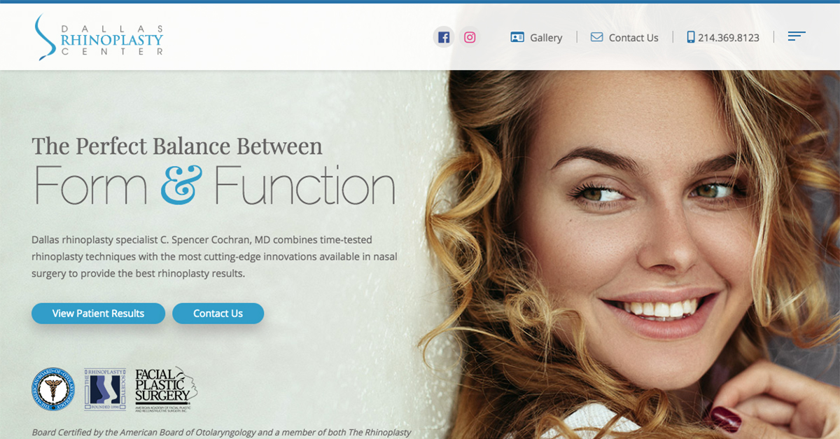 Dr. C. Spencer Cochran launches upgraded website for Dallas Rhinoplasty Center.