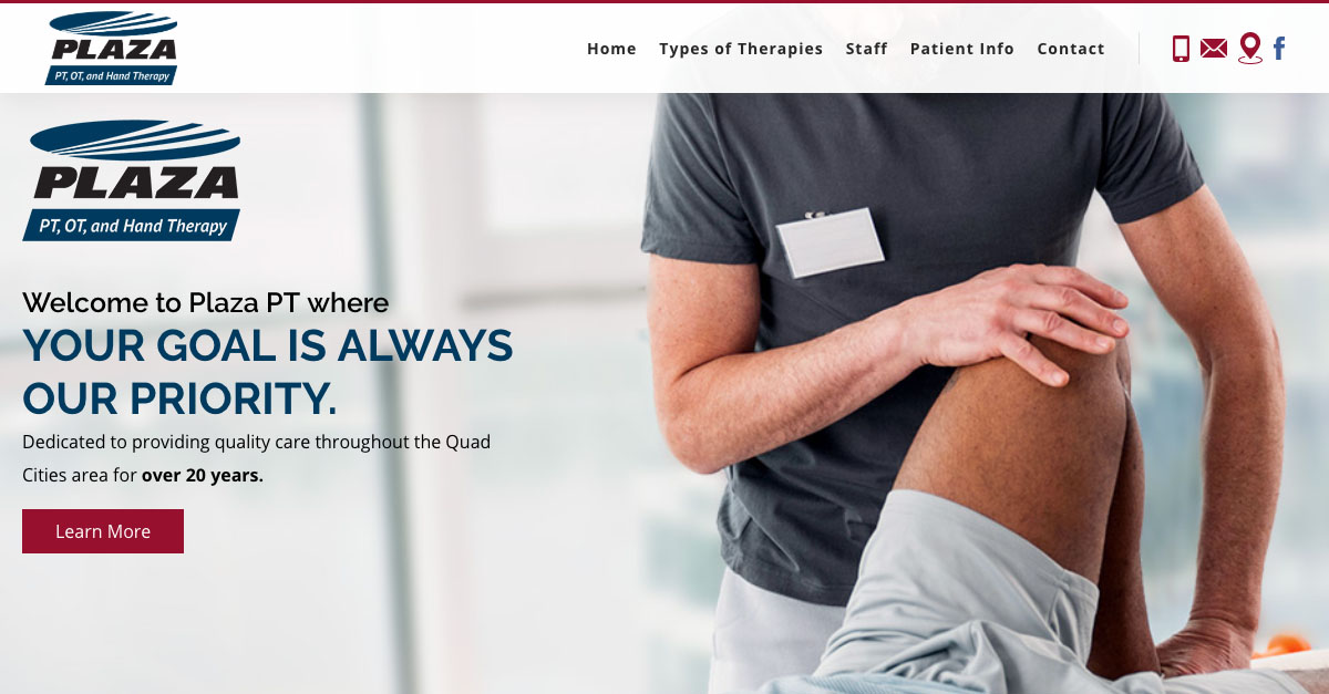 Plaza Physical Therapy worked with Rosemont Media for an updated website design.