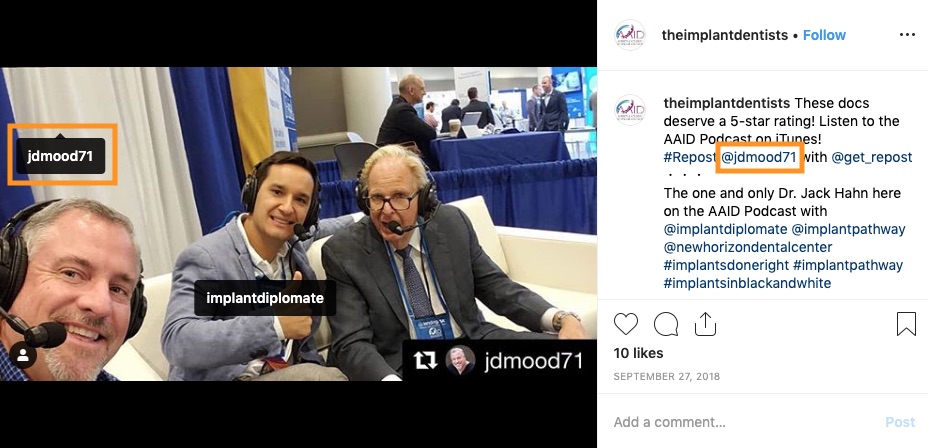 Reposted and credited content on AAID's Instagram account