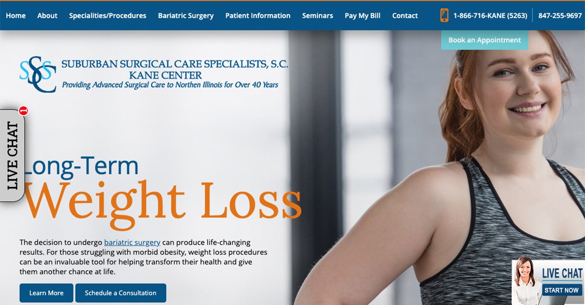 Suburban Surgical Care Specialists/Kane Center launches a new website design to provide an enhanced user experience.