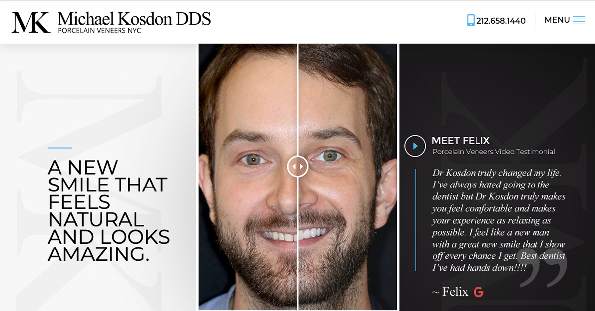 NYC Cosmetic Dentist Michael Kosdon, DDS Reveals a New Porcelain Veneers Website