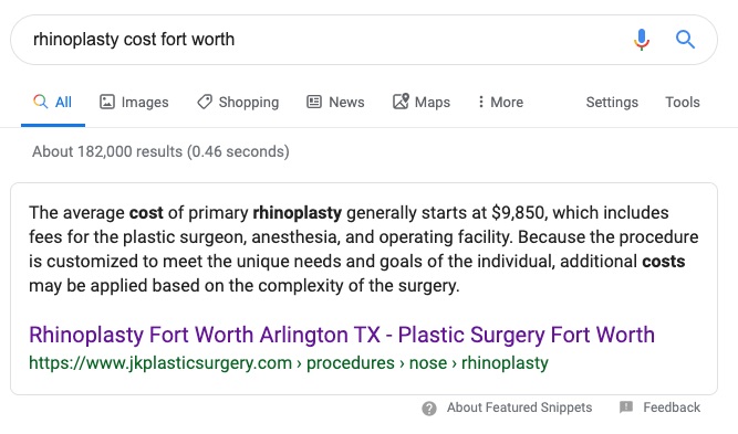 Featured Snippet Example 1