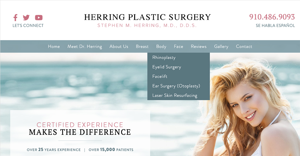 Stephen Herring, MD teamed with Rosemont Media to launch a new responsive plastic surgery website.