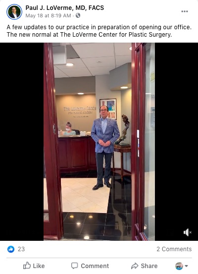 Dr. Paul LoVerme walks patients through new safety protocols for his plastic surgery practice
