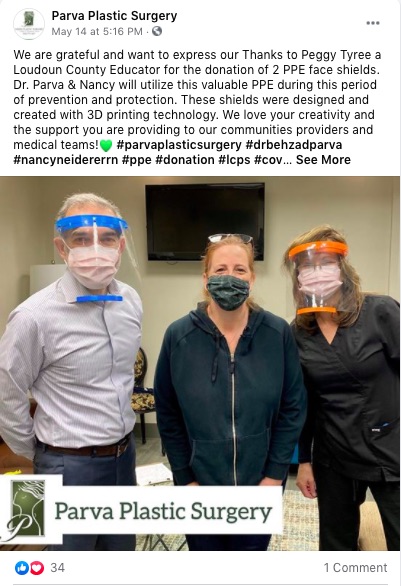 PArva Plastic Surgery thanks community for donations of PPE