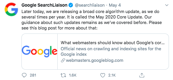 May 2020 Google Core Update