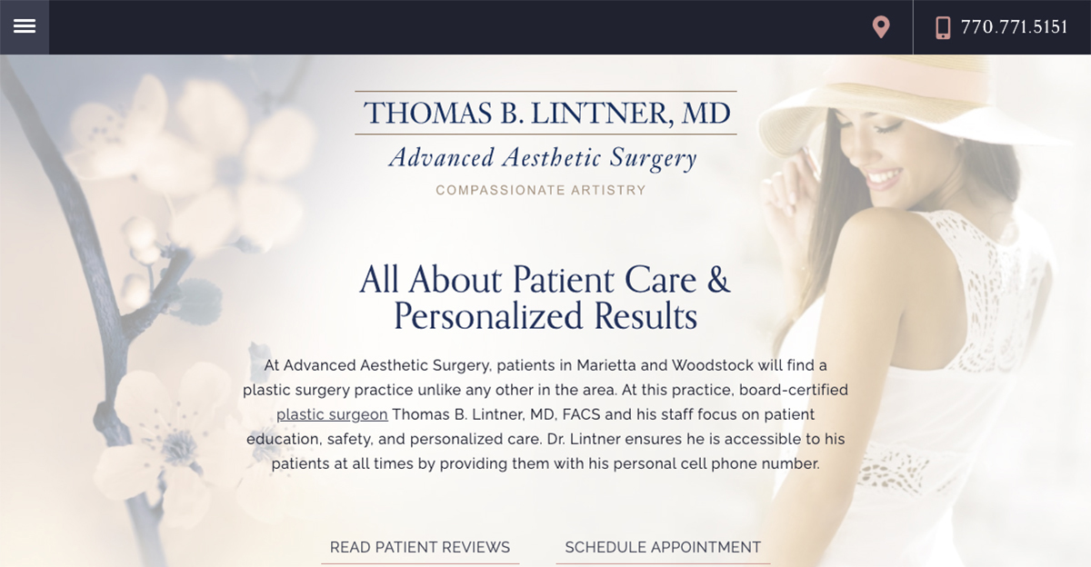 Rosemont Media created a new responsive website for board-certified plastic surgeon Dr. Thomas Lintner