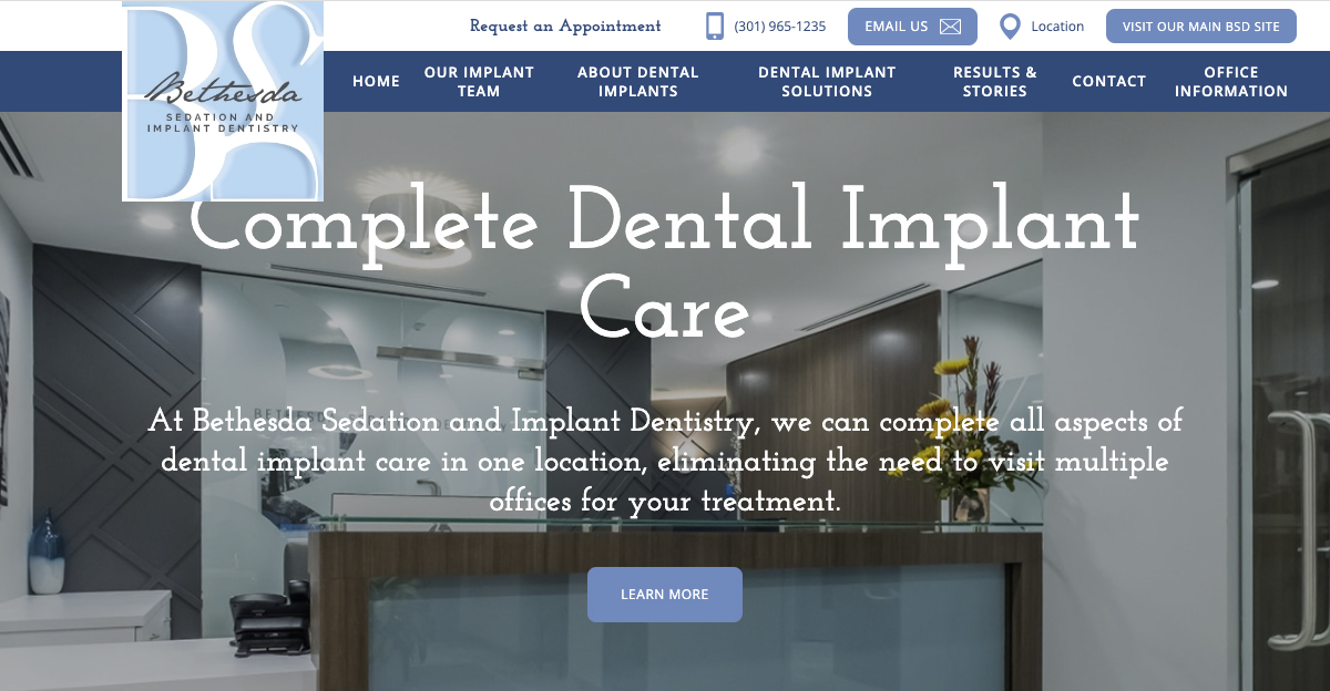 Rosemont Media created a new specialty website for dental implant and sedation dentistry specialists in Bethesda, MD
