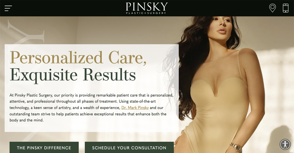 Rosemont Media created a new responsive website for board-certified plastic surgeon Dr. Mark Pinsky