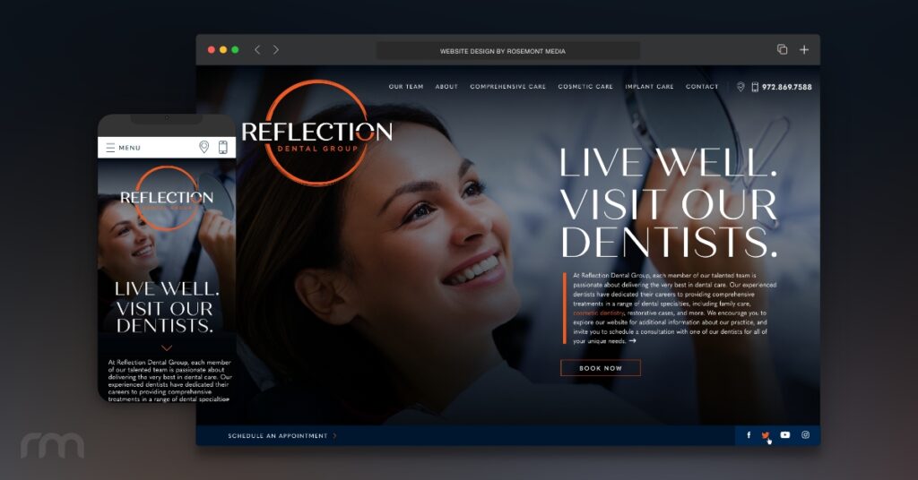 Rosemont Media created a new responsive website for dental professionals in Heath, TX